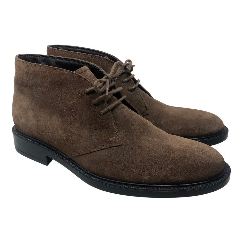 Tods Chukka Boots Mens 6.5 Brown Suede Desert Lace Up Made in Italy Luxury